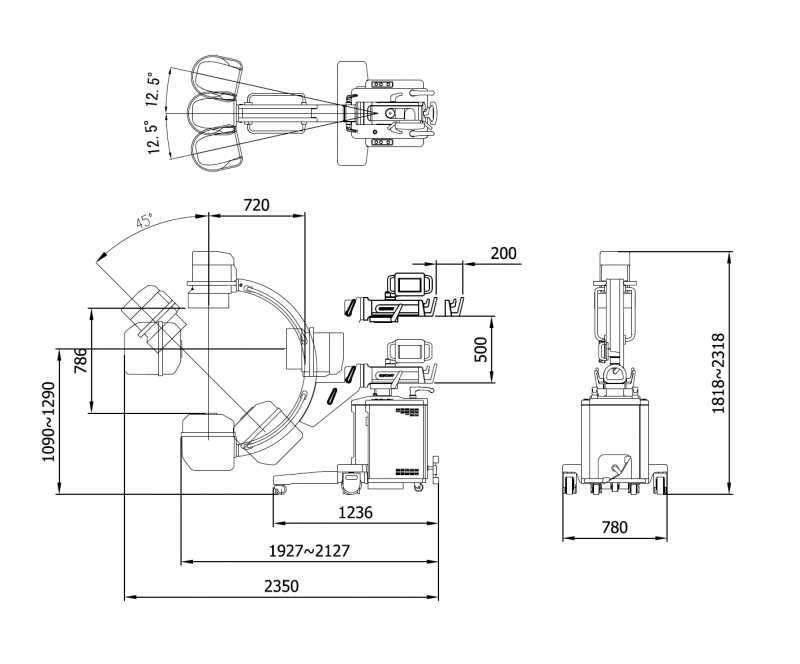 GE OEC 9800 Physical Specifications